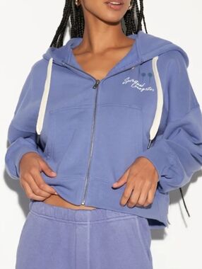NWT Spiritual Gangster Palm Roxbury Cotton Graphic Zip-Up Hoodie Size Medium